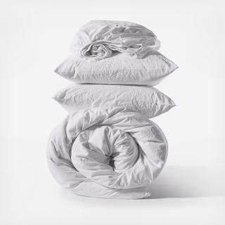 Organic Crinkled Percale 4-Piece Minimalist Duvet Set