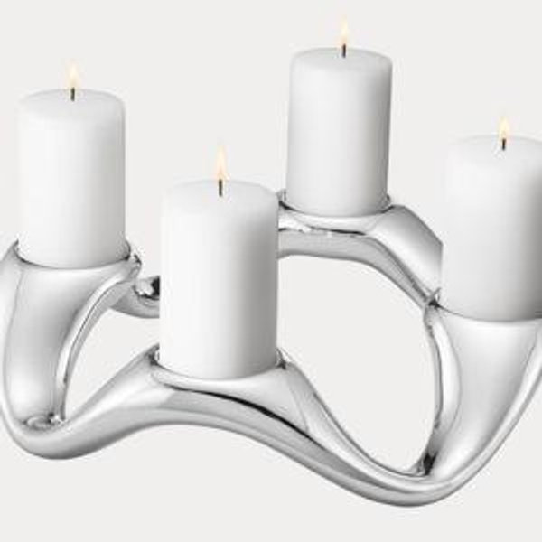 COBRA round candleholder in stainless steel, mirror