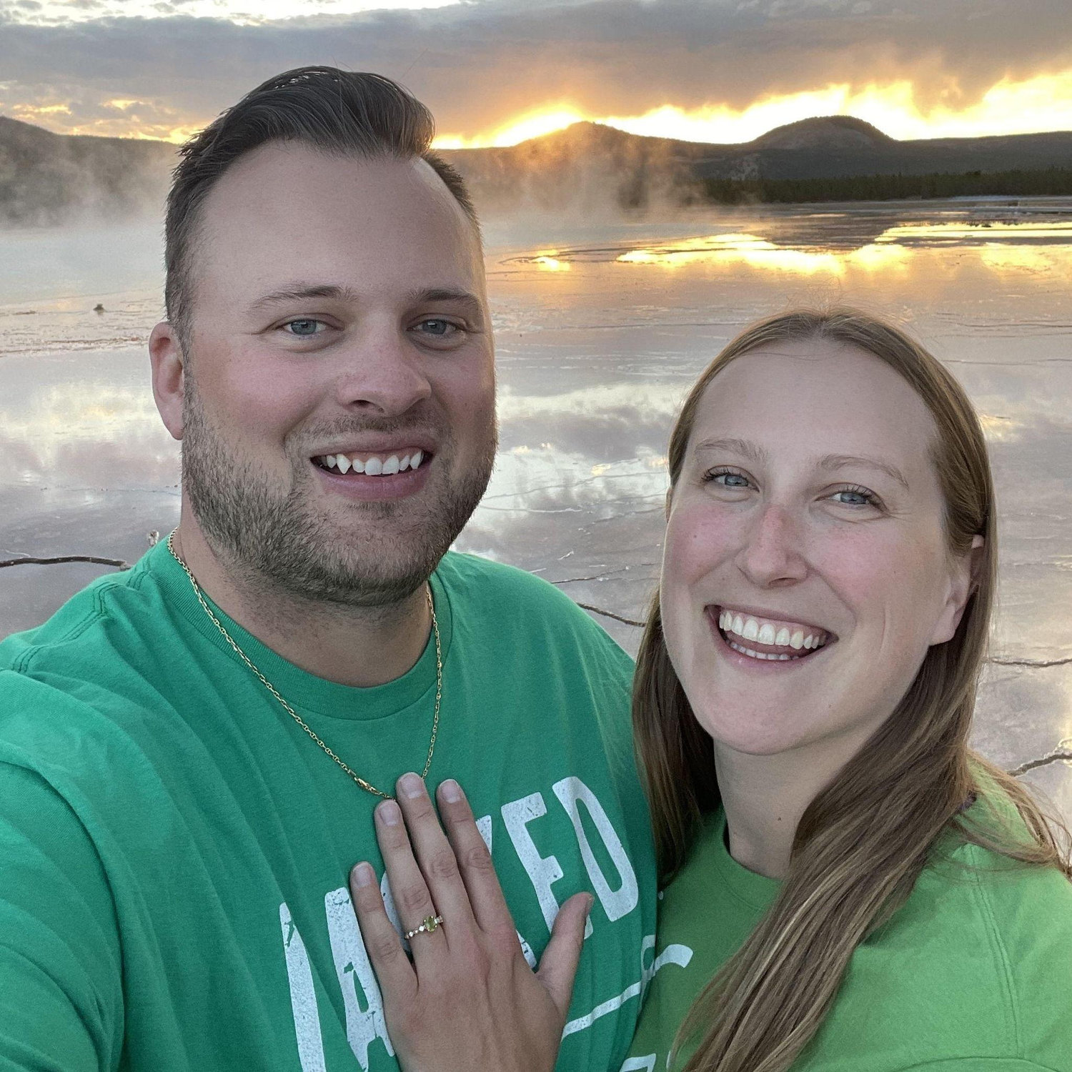 We got engaged in Yellowstone National Park on Haley's birthday!