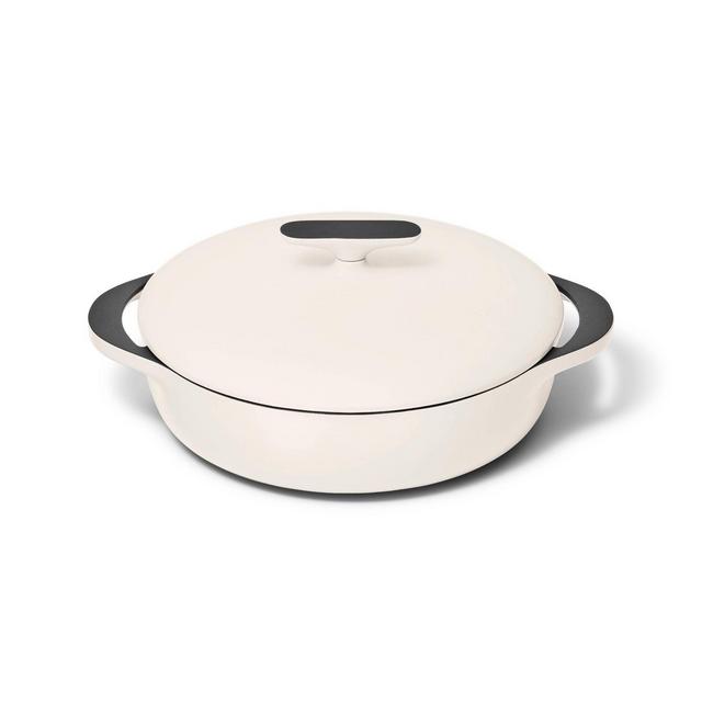 Caraway Home Enameled Cast Iron Braiser with Lid Cream: 3.5 Qt, Hand Wash, Electric & Gas Compatible, 10.5" Diameter