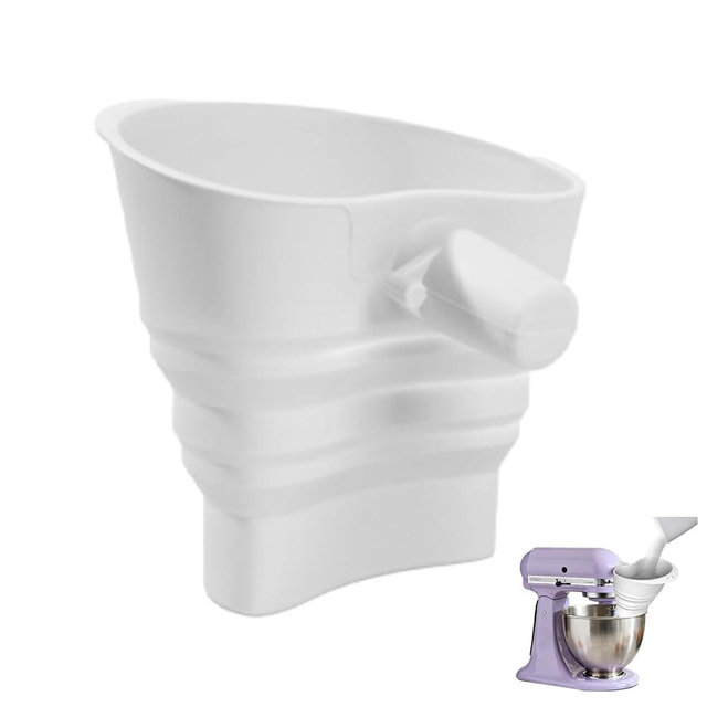 Multi-Purpose Funnel for Kitchen Aid Mixer Stand Mixer Attachment Funnel,Tool for Flour, Egg Liquid & Dry Ingredients (White)