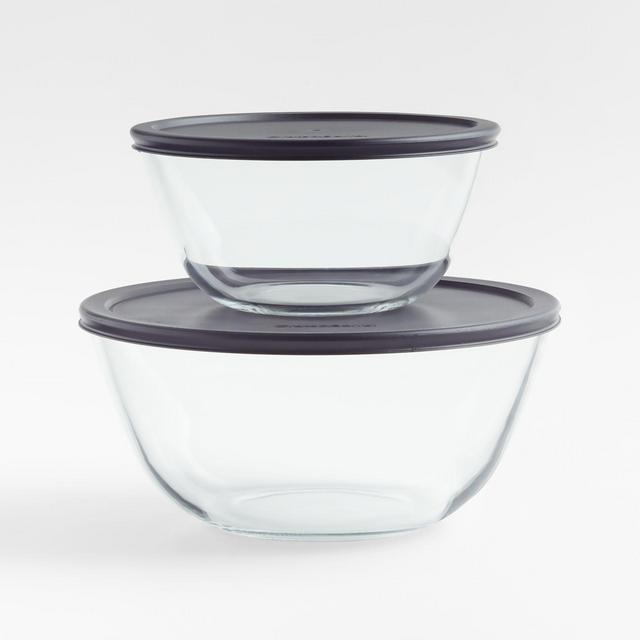 Kitchen Glass Bowls with Lids, Set of 2