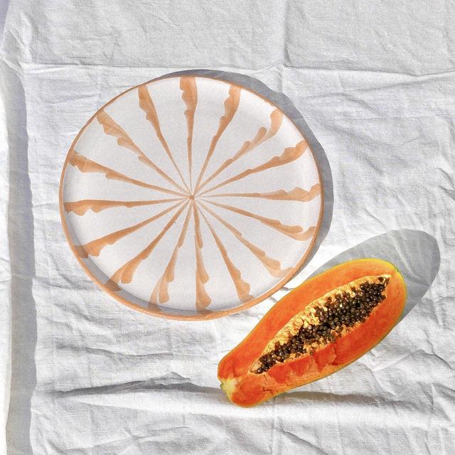 Dinner plate with candy cane stripes