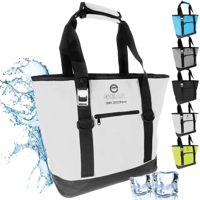 Enthusiast Gear Soft Sided Cooler Tote – Collapsible Waterproof with Side Pocket - White - 20 Cans