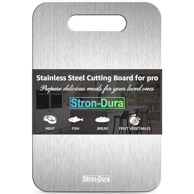 Stron-Dura Cutting Board, Stainless Steel Cutting Board, Foodgrade Cutting Boards for Kitchen, Titanium Cutting Board for Meat,Fruit, Vegetables, Double Side Use, Odor free, S, 11.5" * 8"