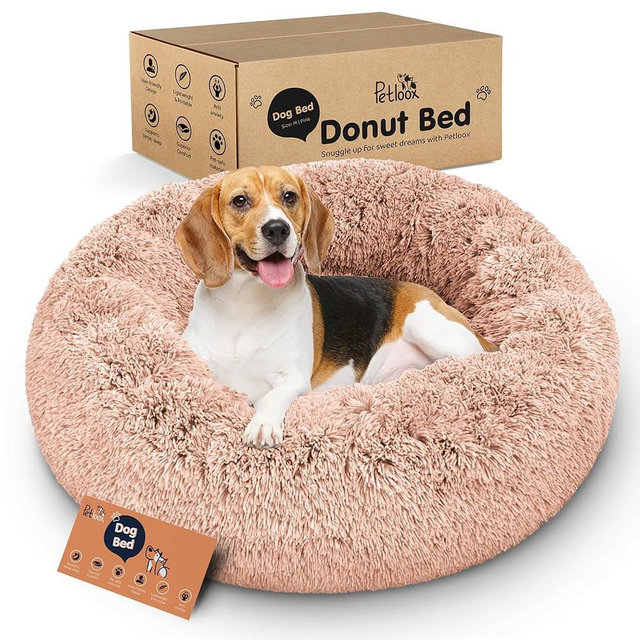 Donut Dog Bed - Premium Comfort for Anxiety Relief - Fluffy & Calming Design with Ultra-Plush Support | Cozy Round Dog Bed with Super Soft Circle Style (Pink, Medium)
