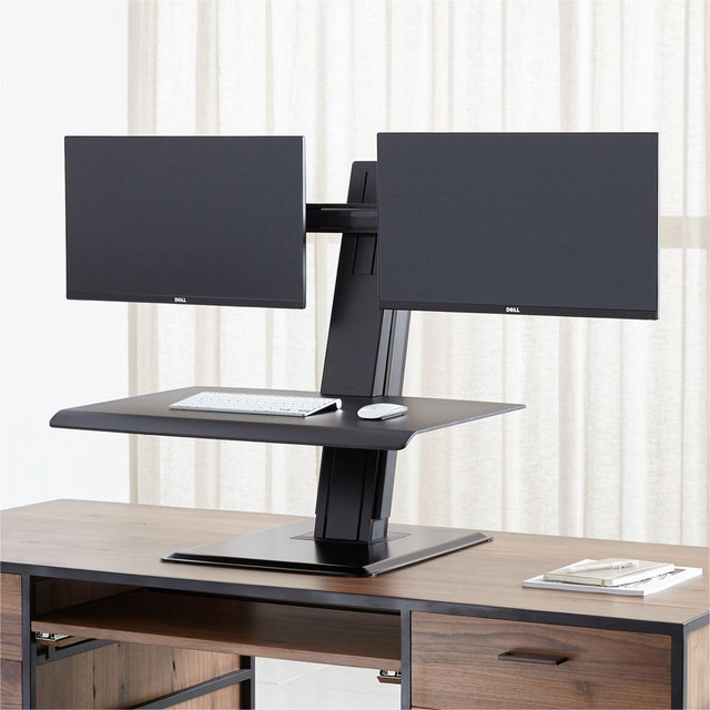 Humanscale ® Black Dual Monitor Quickstand Eco Standing Desk Converter