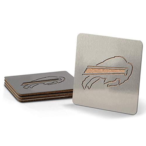 YouTheFan NFL Boasters (Drink Coasters): 4-Piece Stainless Steel, Laser-Cut Team Coaster Set
