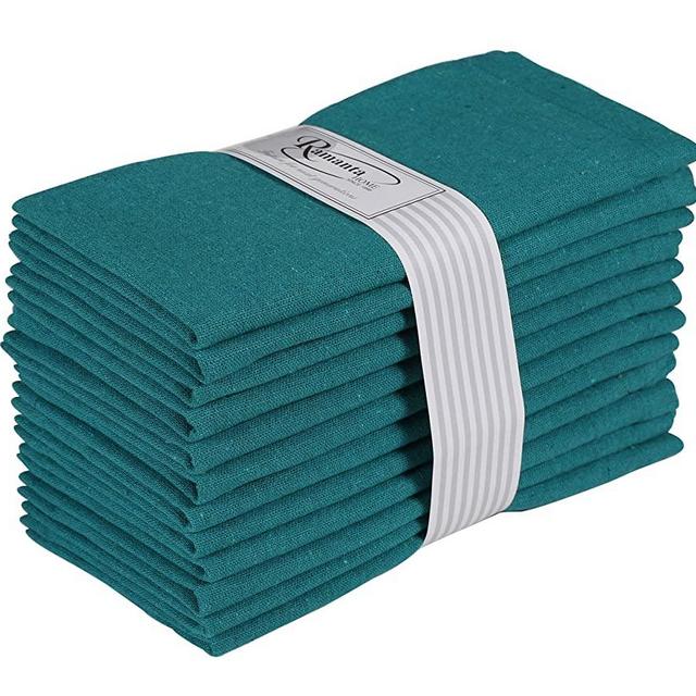 Ramanta Home 12-Pack 100% Cotton Dinner Napkins 18 by 18-Inch Soft Absorbent Comfortable - Ideal for Events and Regular Use - Teal