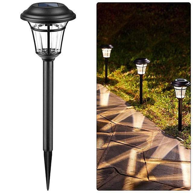 Solar Pathway Lights Outdoor - 6 Packs Waterproof Garden Lights 16.7 Inch Black Stakes All Seasons 6 Lumen Lawn Path Lights for Yard Patio Walkway Driveway 3000K Warm White