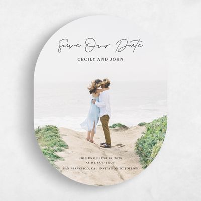 Black Oval Wedding Save the Date - Seabay Portrait