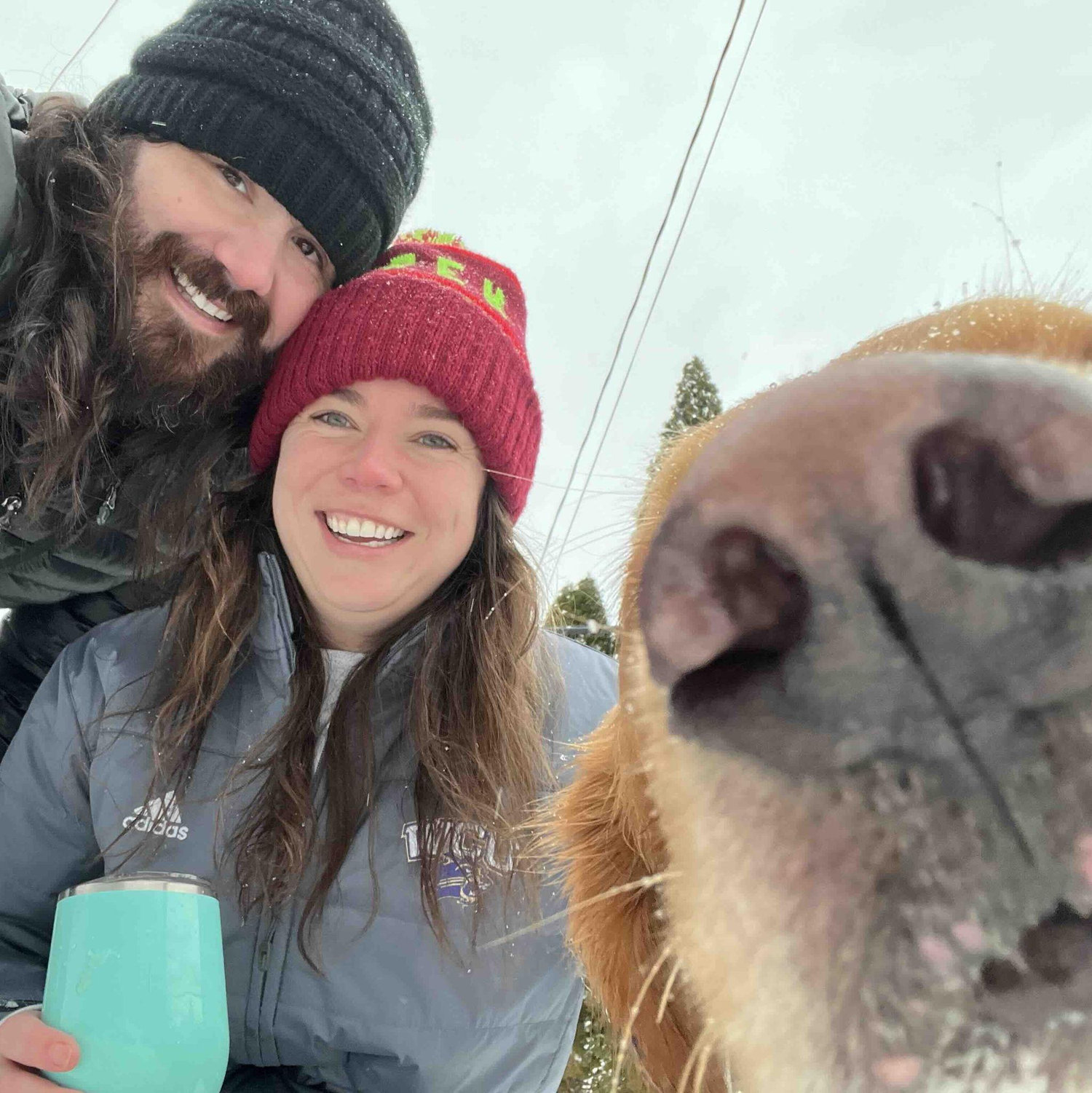 January 2022 - Snow day (peep Clifford's nose). This weekend was what we later deemed as our anniversary.