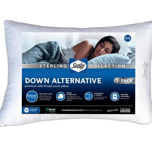 sealy Sterling Collection Down Alternative Pillows 400 Thread Queen - 2 Pack