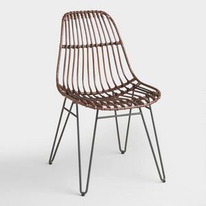 Rattan Flynn Hairpin Dining Chairs with Rustic Legs Set of 2