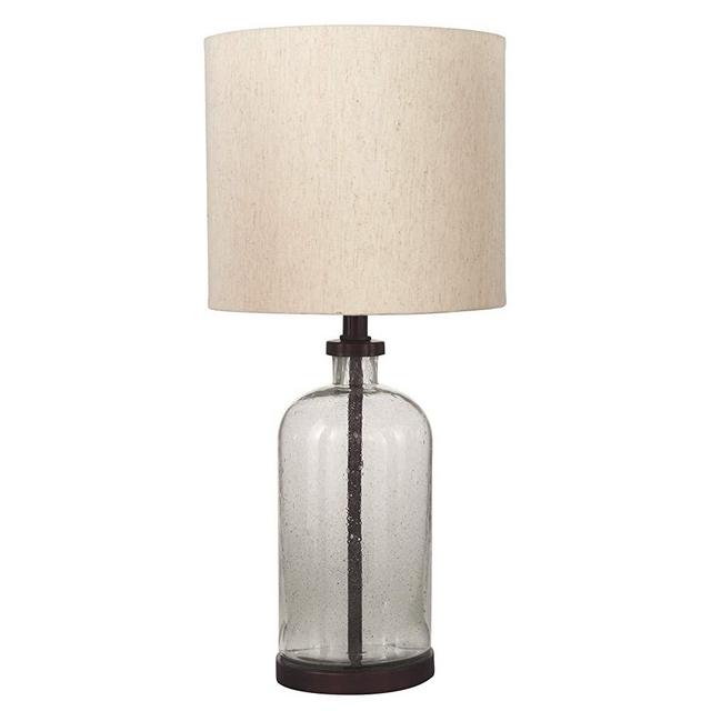 Signature Design by Ashley - Bandile Glass Table Lamp - Modern Farmhouse - Clear/Bronze Finish, 22"H
