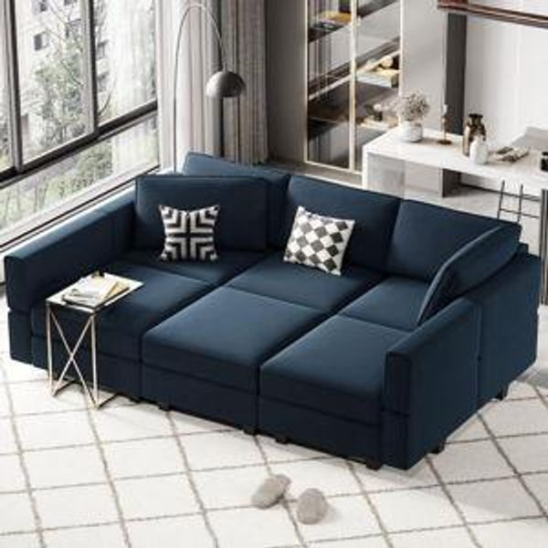 Belffin Modular Velvet Sectional Sofa with Chaise Lounge