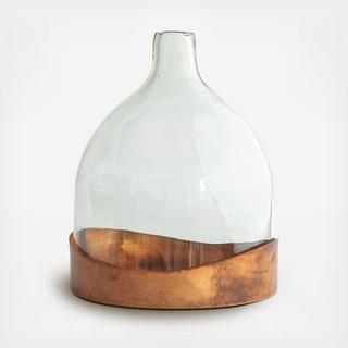 Glass Cloche with Metal Tray