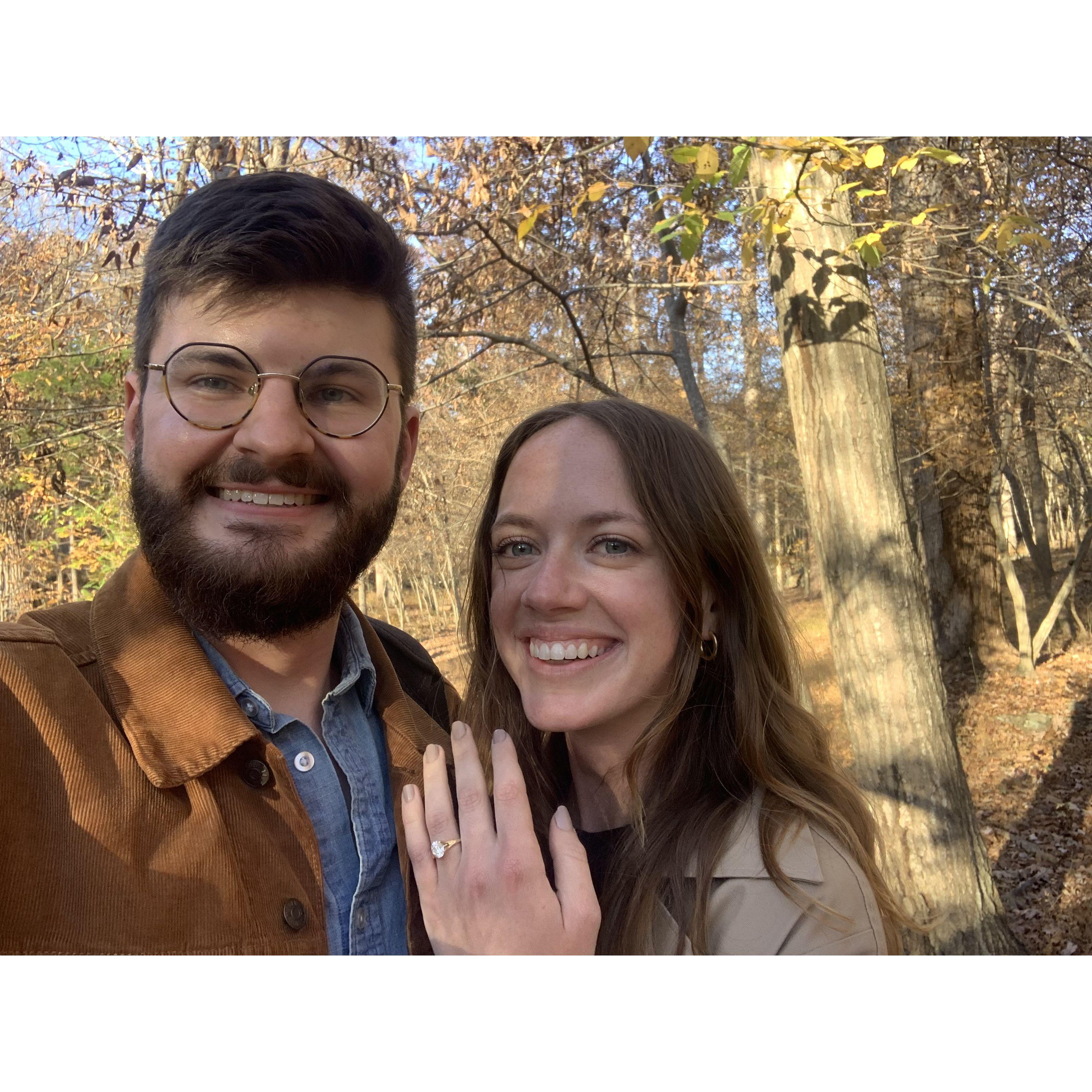 Our first selfie after Julian popped the question.