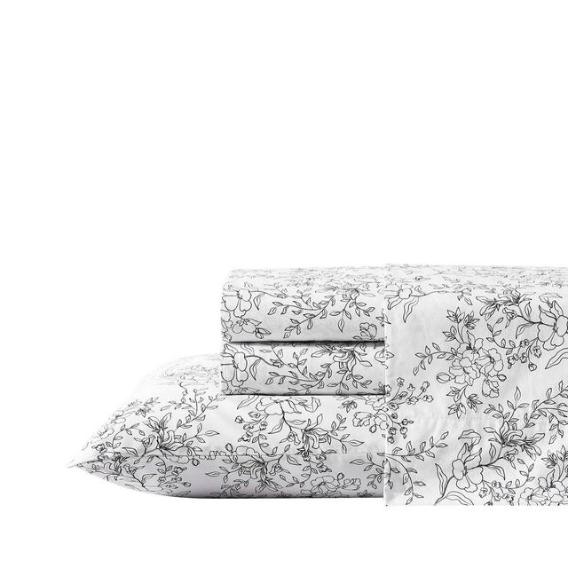 Queen Printed Pattern Percale Cotton Sheet Set Hawley Floral - Stone Cottage
