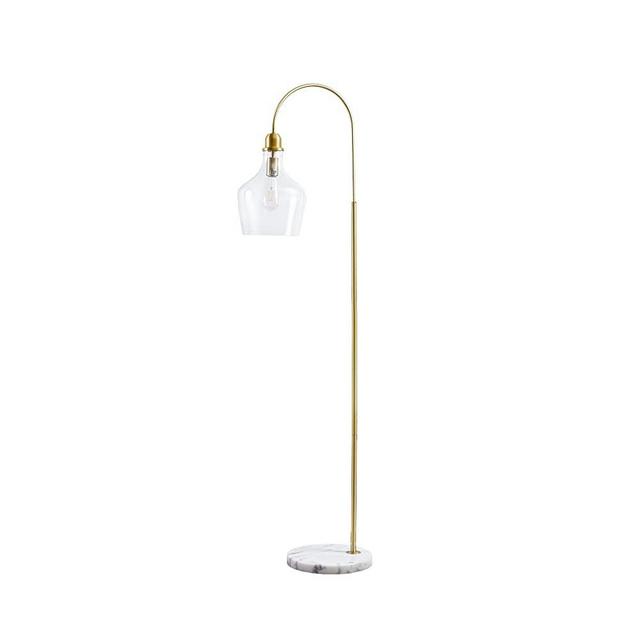 Hampton Hill Auburn Floor Lamps for Living Room, Bell Glass Shade with Marble Base, in-Line Switch, Metal Frame, 72" Cord, Modern, Transitional, Used at Foyer,Office, Kitchen, Living Space, Gold