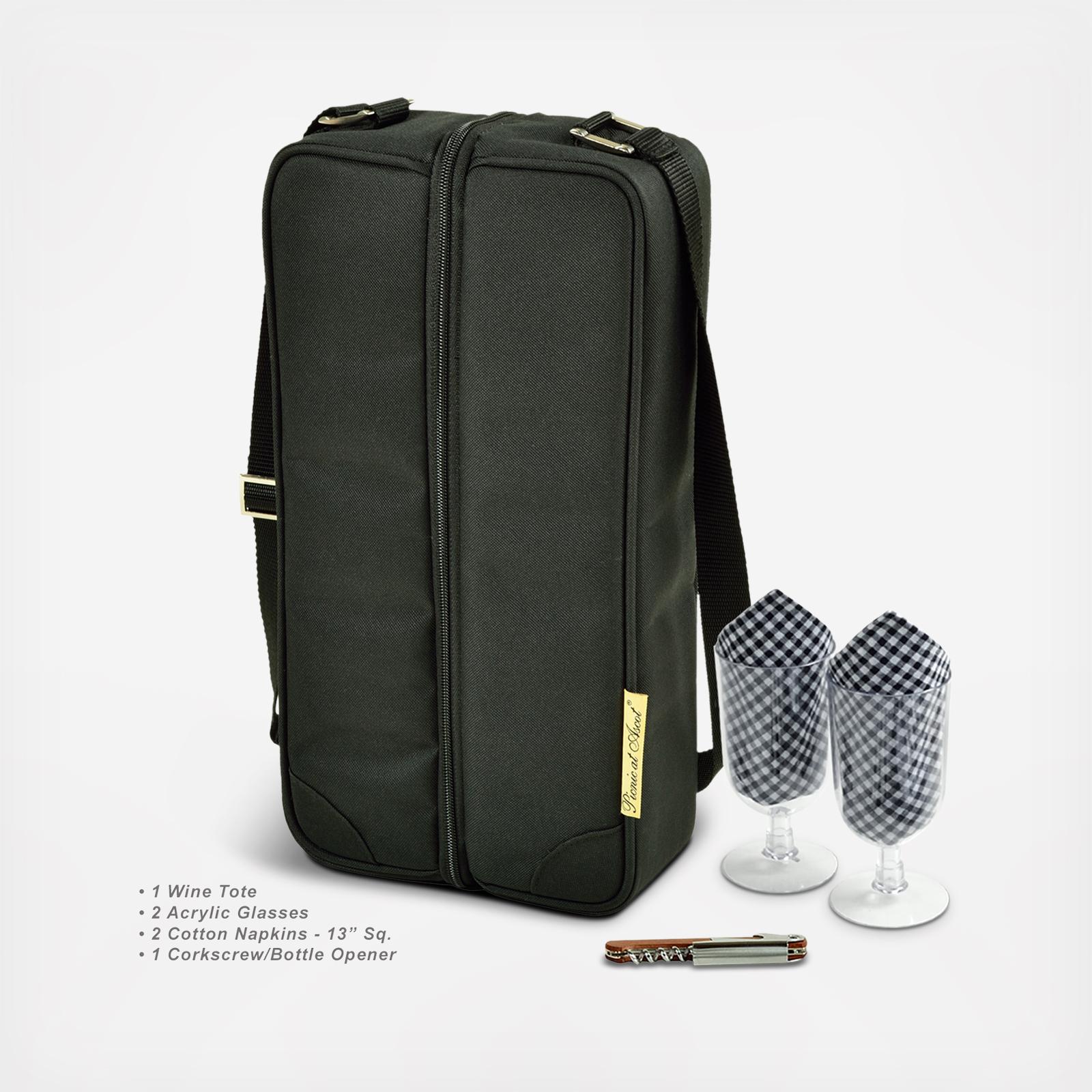 Picnic at Ascot Sunset Wine Carrier for 2 - Black
