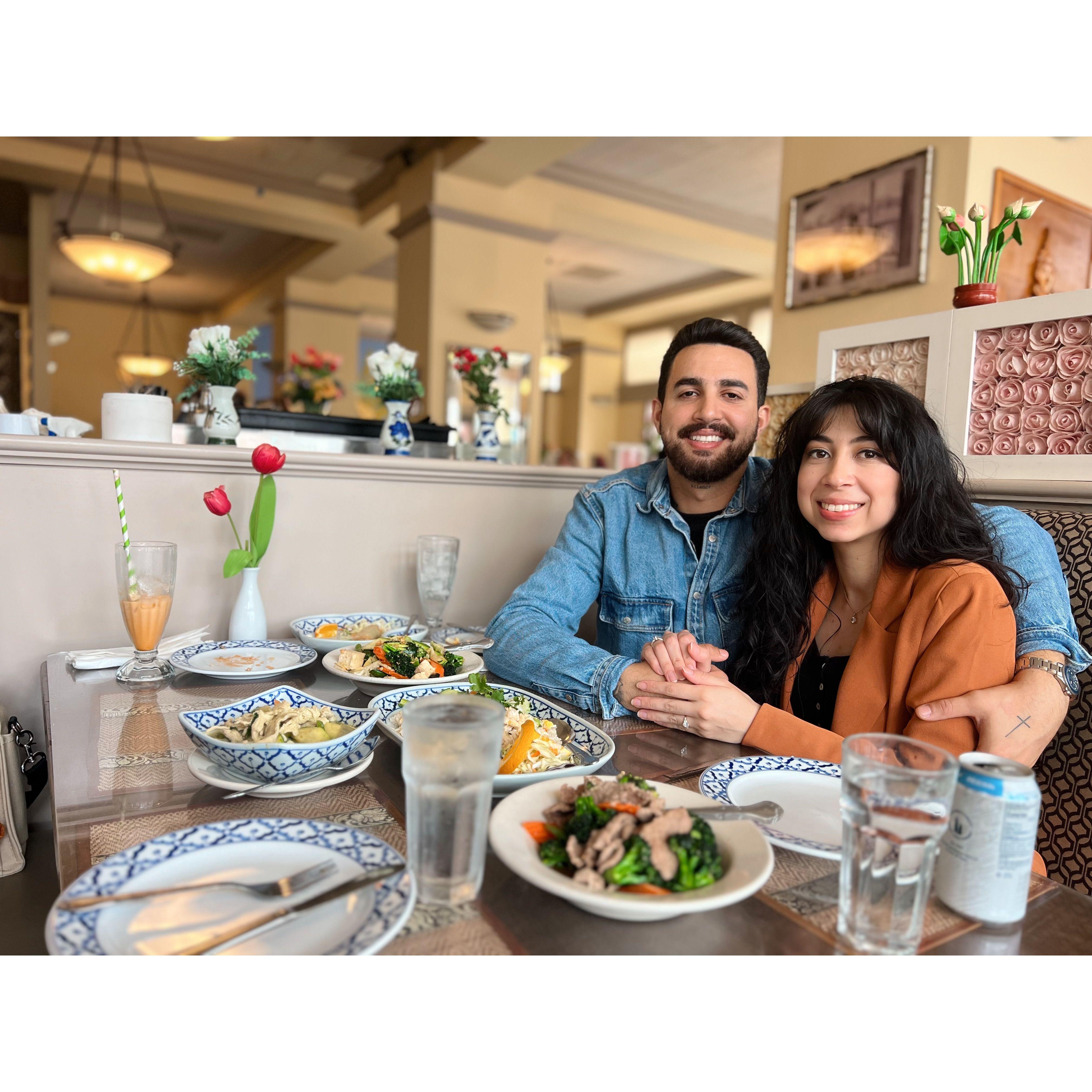 Exploring new restaurants together!