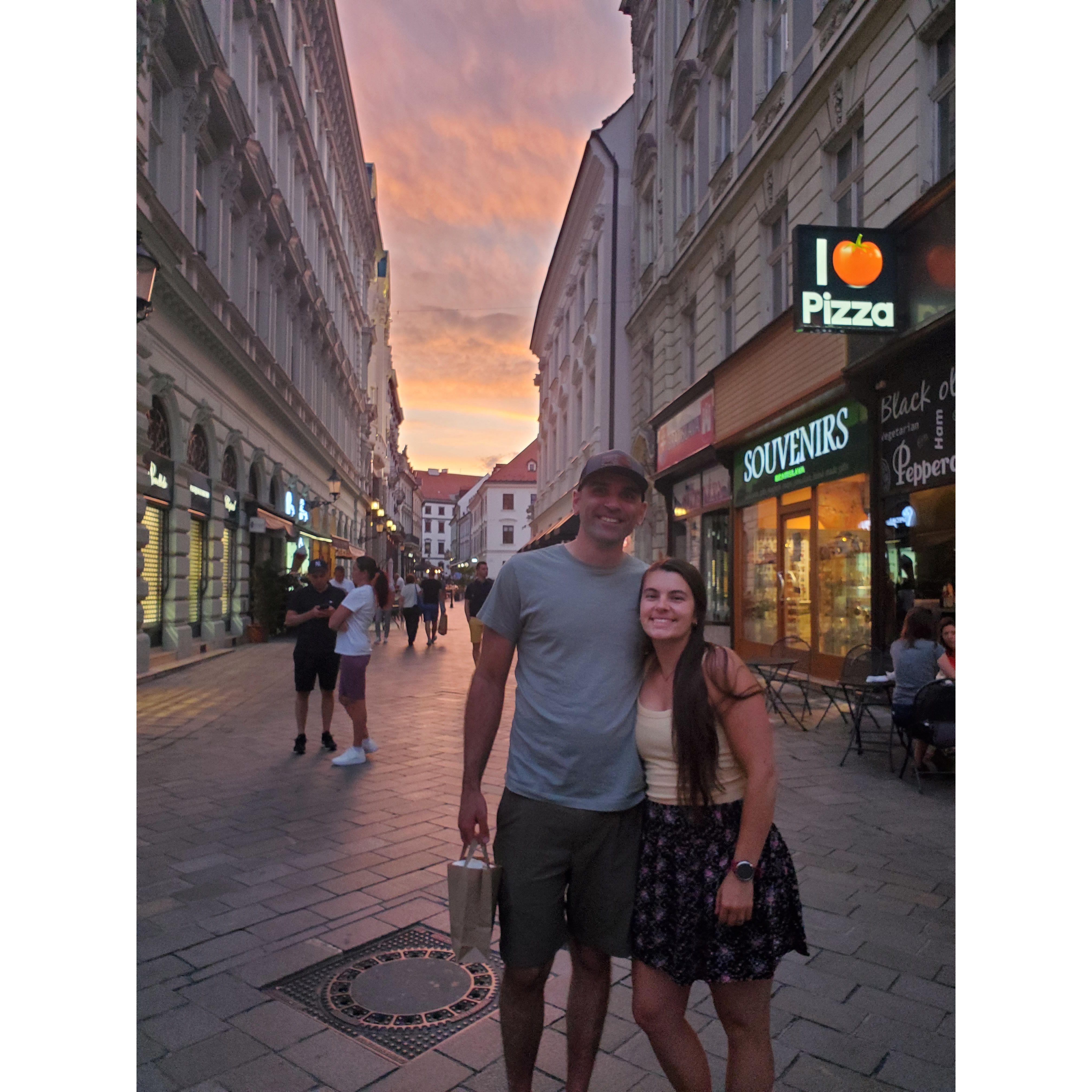 Mike's first night in Bratislava!