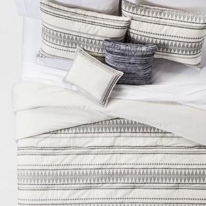 Cream Tatiana Global Woven Stripe Cotton Comforter Set (King) 5pc