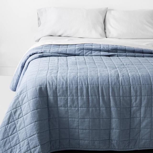 King Heavyweight Linen Blend Quilt Sky Blue - Casaluna™