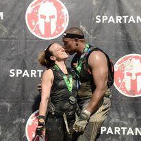 First Spartan Race finish smooch