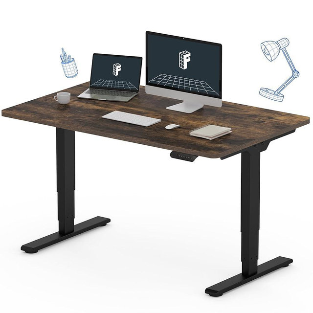 FLEXISPOT ET365 Standing up Desk, Black Frame + Special Walnut Top