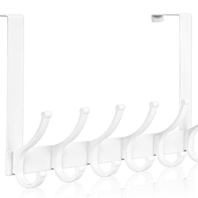 Over The Door Hooks, Over The Door Hanger Hook, Over The Door Towel Rack for Bathroom, Door Towel Hanger for Hanging Coats Hats (1Pack，White)