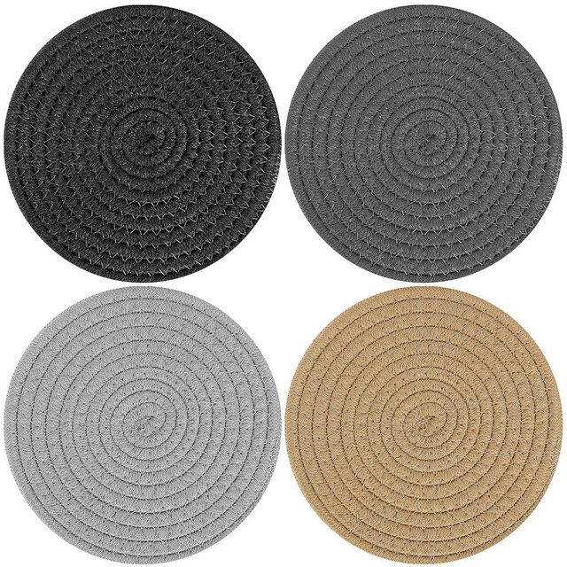 ME.FAN Trivets/Potholders 4 Set Cotton Thread Weave Trivets for for Hot Pots and Pans - Large Coasters/Hot Pads/Hot Mats to Protect Desktop & Countertop - 7 Inch - Mix 4