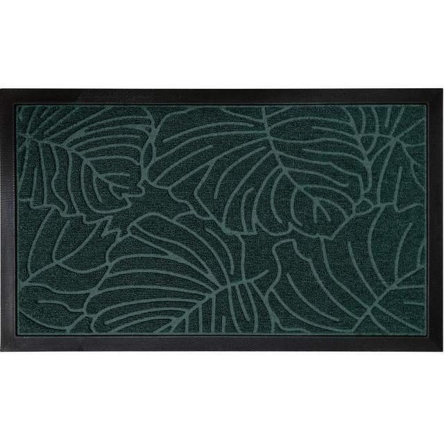 Gorilla Grip Durable Natural Rubber Door Mat, Waterproof, 47x35, Low Profile, Heavy Duty Welcome Doormat for Indoor and Outdoor, Easy Clean, Rug Mats for Entry, Patio, Busy Areas, Green Palm
