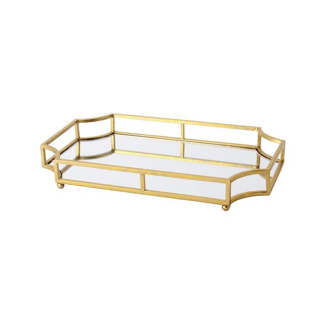 Kate and Laurel Ciel Metal Mirrored Scalloped Decorative Tray