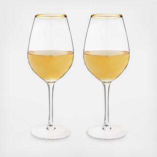 Gilded Stemmed Wine Glass, Set of 2