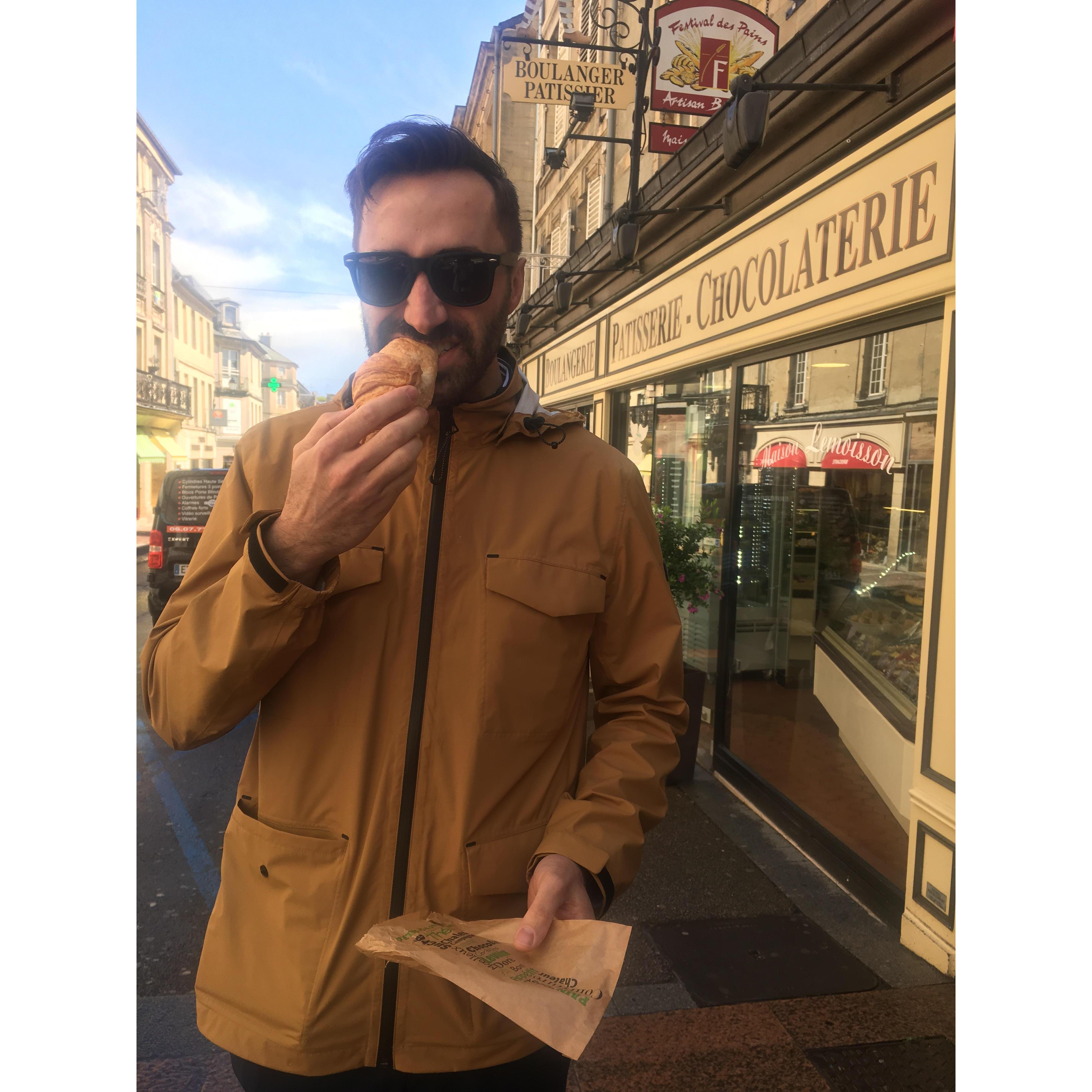 The man LOVES his croissants
