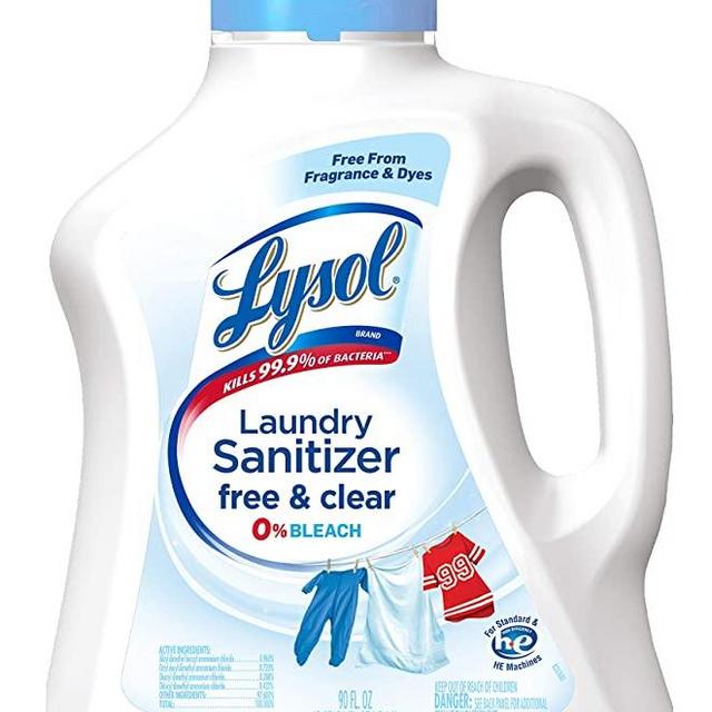 Lysol Laundry Sanitizer Additive, Free & Clear, Free from Fragrance and Dyes, 0% Bleach Laundry Sanitizer, bacteria-causing laundry odor eliminator, 90 Fl Oz
