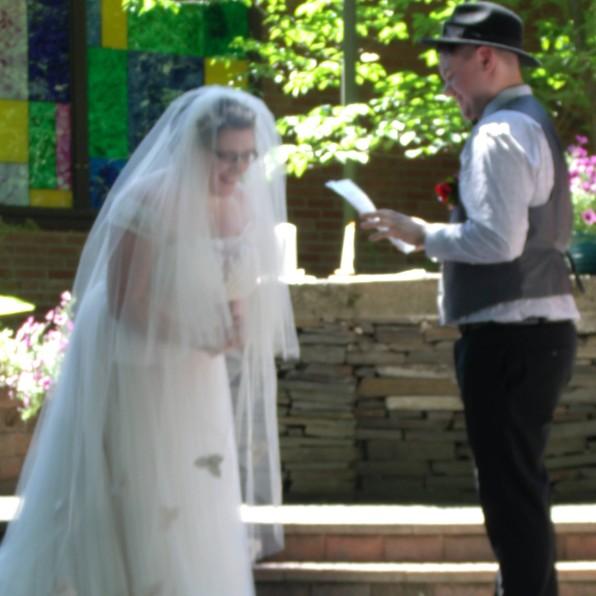 As always, David couldn't pass up an opportunity to make Nancy laugh during his vows.