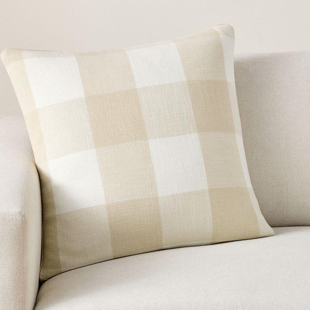 Sawyer Check Pillow Cover, Sand, 22"