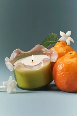 Ruffle Top Fruity Orange Blossom & Santal Glass Candle