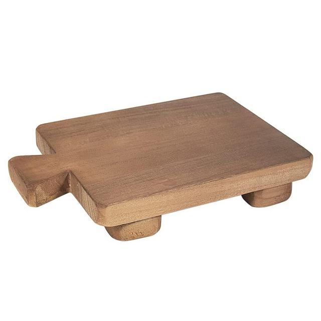 Wood Pedestal Stand Crude Wood Riser Kitchen Wood Tray Sink Decor Wooden Soap Holder for Bathroom Kitchen and Home Decoration (Brown)