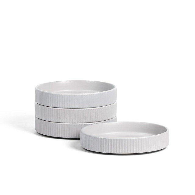Stone Lain Haven Modern Stoneware 4 Piece Pasta Bowls Sets, Dish Set for 4, Reactive Glaze Grey