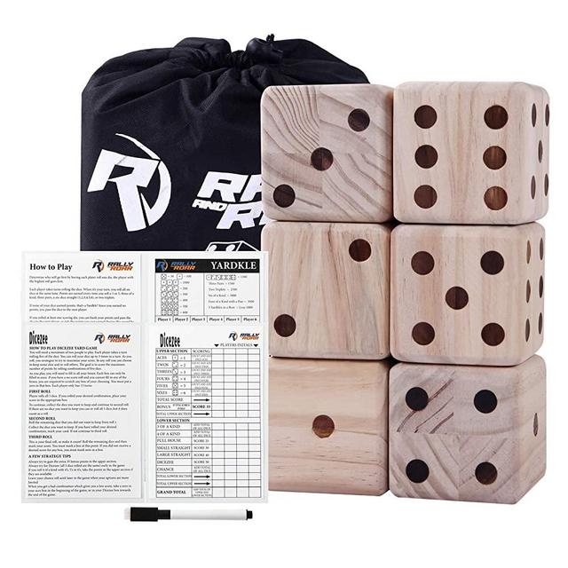 Rally and Roar Giant Dice Game Set for Adults, Families - Outdoor Wooden Dice Games Sets - Fun, Interactive Clean Family Games - Clean, Interactive Activities for Outside, Lawn, Bars
