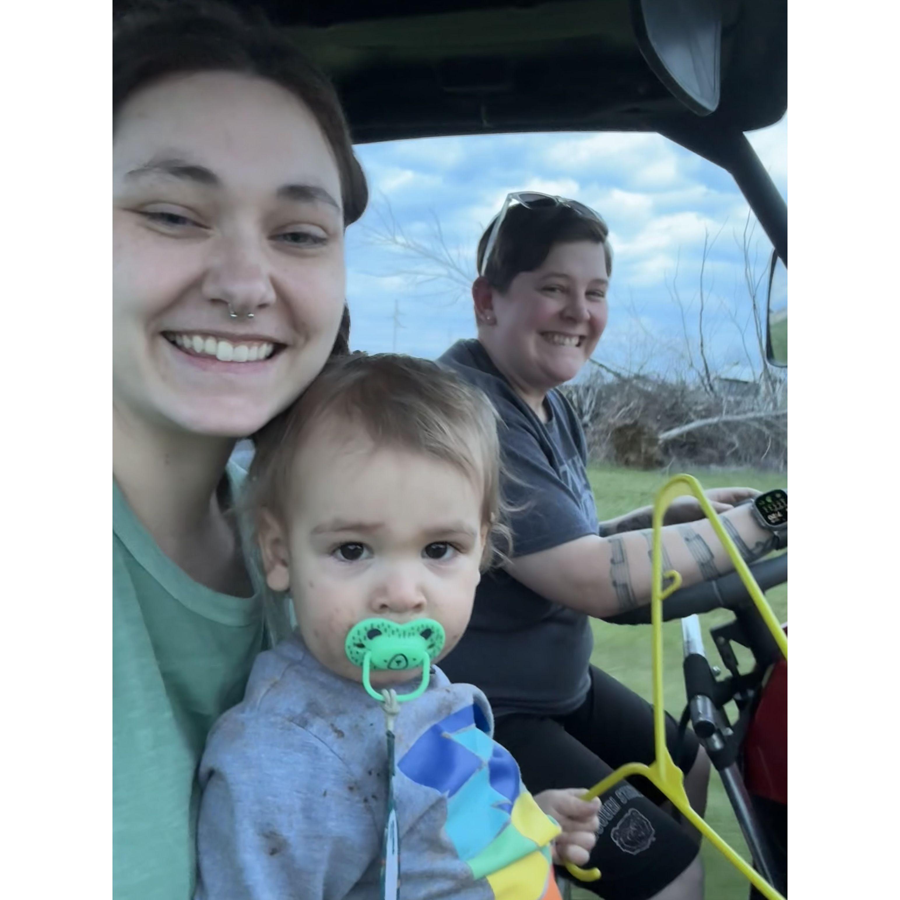 Our frist Easter together! Also our first time riding in the side by side-Finnegan loved it!
