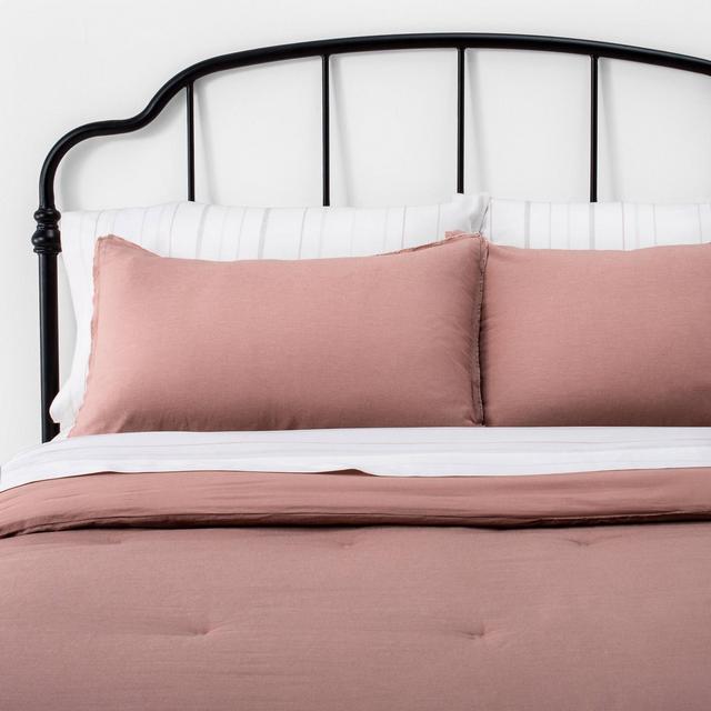 Full/Queen Solid Linen Blend Comforter Set Golden Copper - Hearth & Hand™ with Magnolia