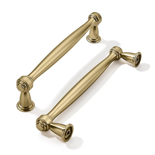 khtumeware 10 Pack 5 Inch(128mm) Brushed Brass Cabinet Pulls, Brushed Gold Kitchen Cabinet Handles Gold Kitchen Cabinet Hardware for Cupboard Drawer Handles Dresser Pulls
