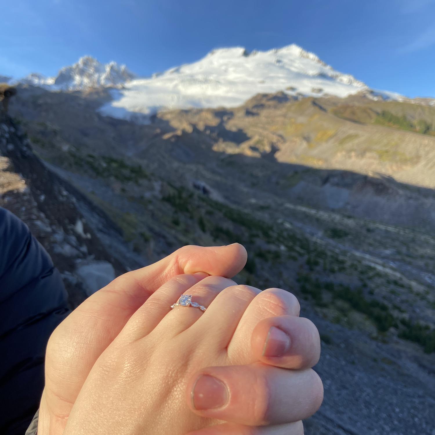 Engaged at the base of Mt Baker!