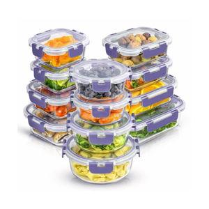 JoyFul by JoyJolt 24 Piece Glass Storage Containers with Leakproof Lids Set - Purple