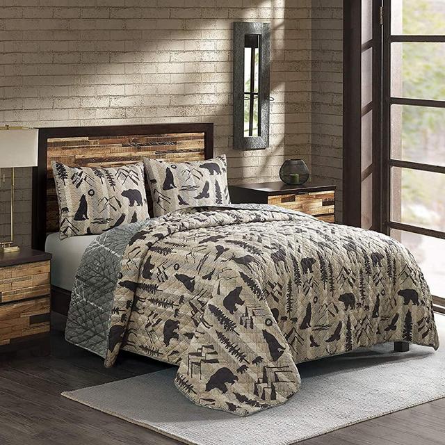 Donna Sharp King Bedding Set - 3 Piece - Forest Weave Lodge Quilt Set with King Quilt and Two Standard Pillow Shams - Machine Washable